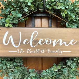 Welcome Sign Welcome Door Sign Front Door Sign Personalized wedding Sign Personalized Family Sign Last Name Sign Family sign image 3