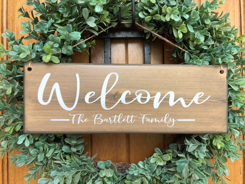 Welcome Sign Welcome Door Sign Front Door Sign Personalized wedding Sign Personalized Family Sign Last Name Sign Family sign image 3