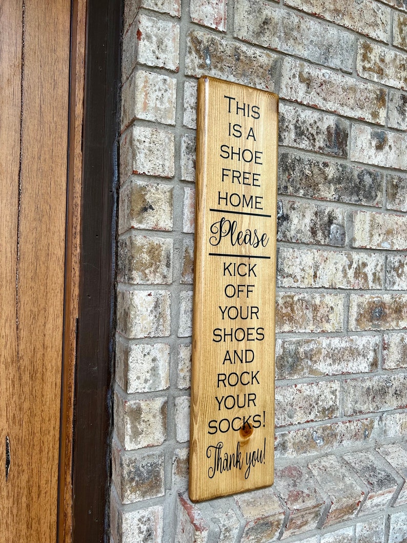 Shoe Free Home Wood Sign, Remove Shoes Please remove Sign, Front Porch Remove Shoes, No Shoes home, No shoes sign, Rock your socks sign image 8