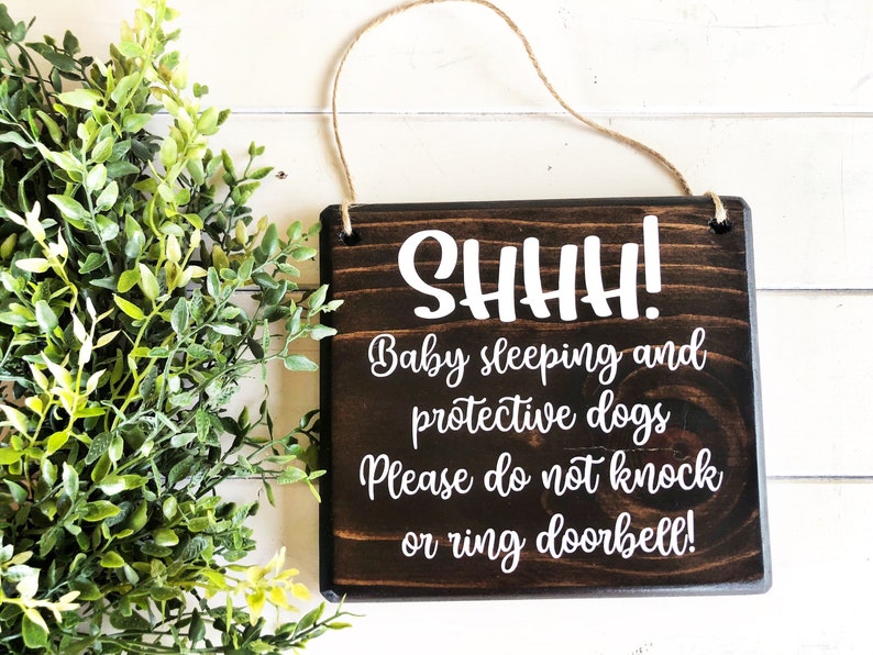 Baby Sleeping Sign Protective Dog Sign Sleeping Baby Sign - Etsy