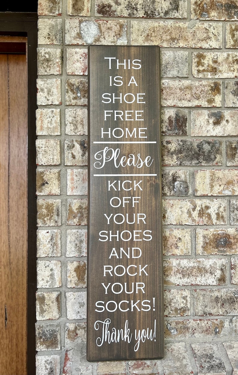 Shoe Free Home Wood Sign, Remove Shoes Please remove Sign, Front Porch Remove Shoes, No Shoes home, No shoes sign, Rock your socks sign image 3
