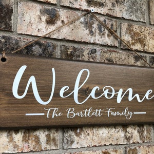 Welcome Sign Welcome Door Sign Front Door Sign Personalized wedding Sign Personalized Family Sign Last Name Sign Family sign image 2