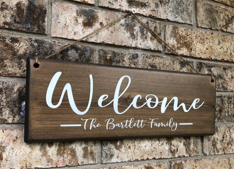 Welcome Sign Welcome Door Sign Front Door Sign Personalized wedding Sign Personalized Family Sign Last Name Sign Family sign image 2