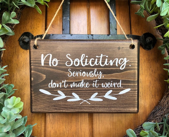 LHIUEM Vintage Red No Soliciting Sign – 11”x12” Wood Plaque, Funny Don’t Knock Door Warning For Yard Or Front Door - View #5