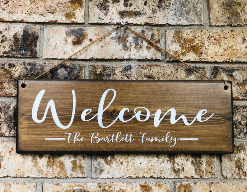 Welcome Sign Welcome Door Sign Front Door Sign Personalized wedding Sign Personalized Family Sign Last Name Sign Family sign image 1