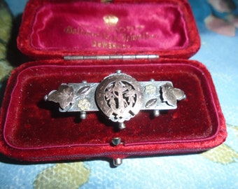 Antique 1902 Sterling Silver /& Gold Heart Bar Brooch Collar Lapel Pin Silver Brooch Edwardian period Vintage Brooch