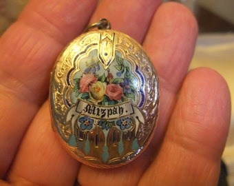 EXQUISITE! ANTIQUE VICTORIAN 9CT F&B Enamel Mizpah Locket - 9.7 grams - A/F