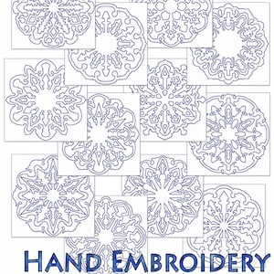 SALE Hand Embroidery Patterns Elegant Snowflakes in 4 Sizes PDF Instant Download 12 Designs Snow Winter Snowflake