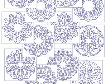 SALE Hand Embroidery Patterns Elegant Snowflakes in 4 Sizes PDF Instant Download 12 Designs Snow Winter Snowflake