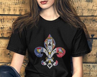 Mari Gras Fleur De Lis Playing Card T-shirt