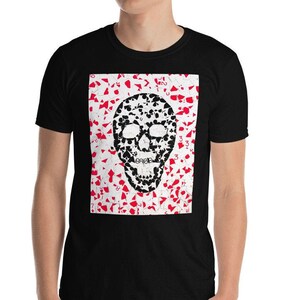 Camiseta unisex de manga corta con collage de calaveras de póquer