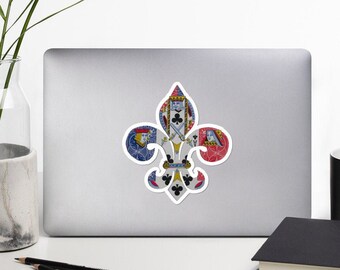 Marti Gras Fleur de lis sticker - Playing Card Art