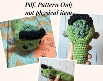 Frankenstein Pipe Buddy pattern/amigurumi pattern/crochet pattern/halloween/halloween decor/Frankenstein/marijuana crochet/weed/stoner