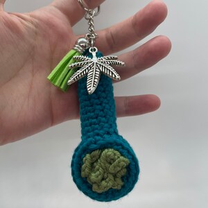 Weed pipe keychain/weed/marijuana/key chain/stoner/stoner gift/present/smoke Blue
