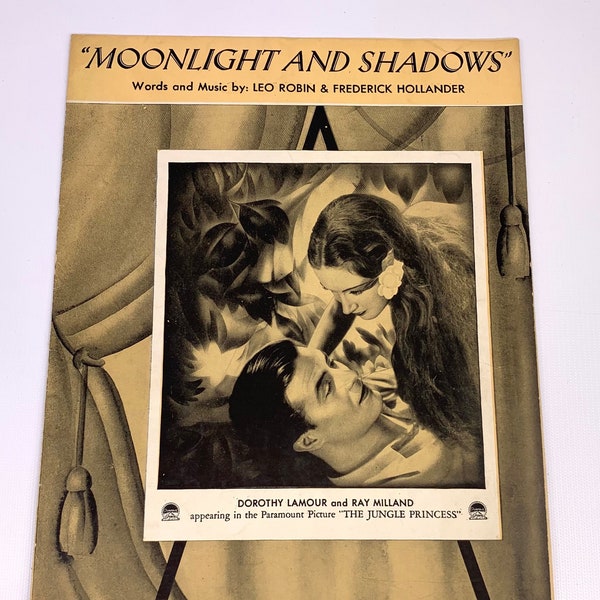 Dorothy Lamour Moonlight and Shadows Sheet Music from the Movie Jungle Princess 1936