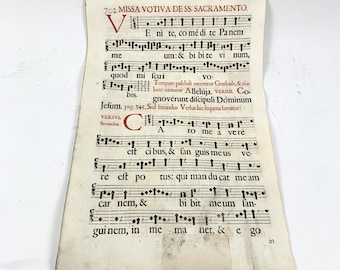 Liturgical Leaf 1667 Antiphonary A Gradual Gregorian Chant Cantus Gregoriano Moguntinus #702