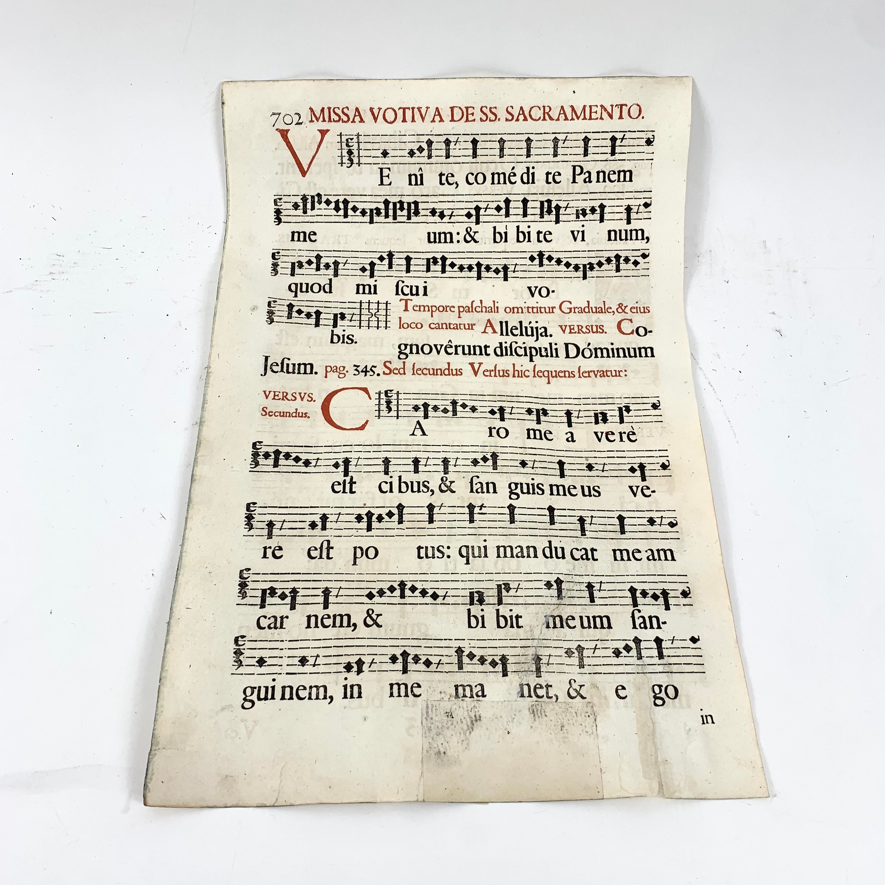 Liturgical Leaf 1667 Antiphonary A Gradual Gregorian Chant Cantus Gregoriano Moguntinus #702
