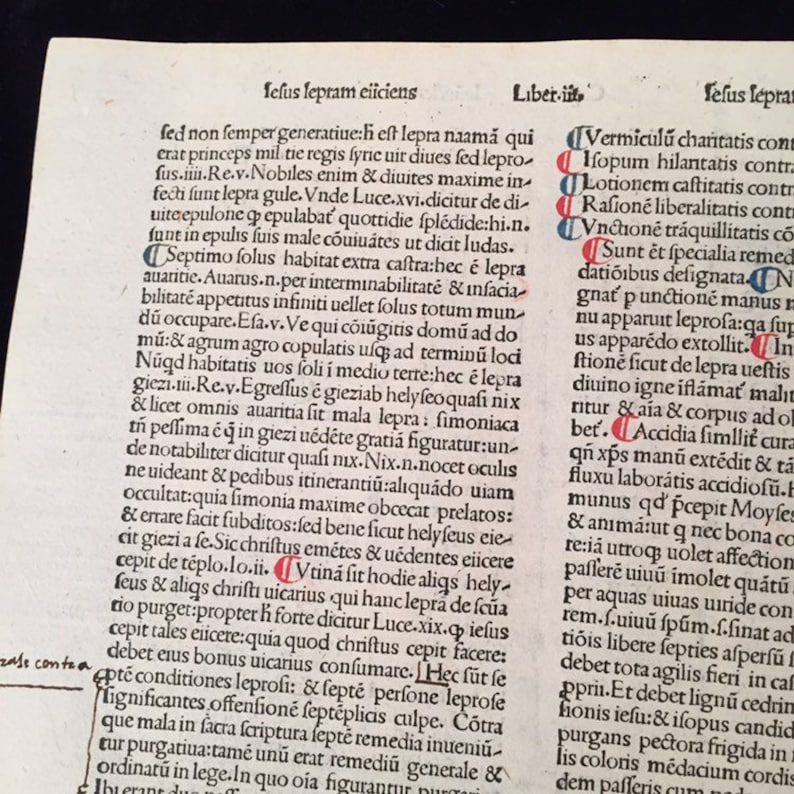 534 Yr Old Incunable Leaf \u201cMeditation on The Passion of Jesus Christ\u201d by Andreas de Bonetis 1485 in Venice #986
