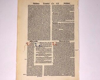 1498 Incunabula Biblia Latina Leaf: Basel Medieval Printing