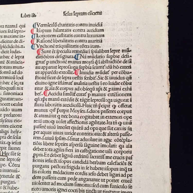 534 Yr Old Incunable Leaf \u201cMeditation on The Passion of Jesus Christ\u201d by Andreas de Bonetis 1485 in Venice #986