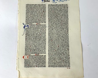 1480 Incunabula Rare Medieval Bible leaf Latin Bible ,Joshua,chapter 15-19, by Franz Renner in Venice