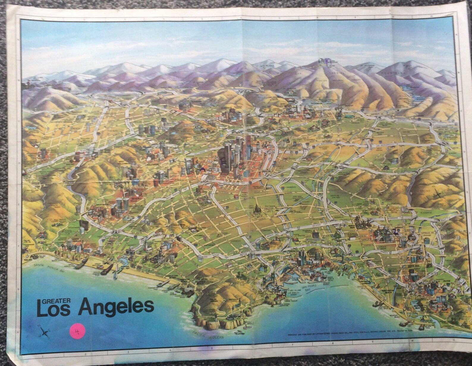 Cartoon Map of Los Angeles 1986 Points of Interest Pictorial Etsy