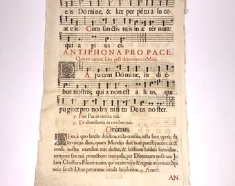 Liturgical Leaf 1667 Antiphonary A Gradual Gregorian Chant Cantus Gregoriano Moguntinus #762