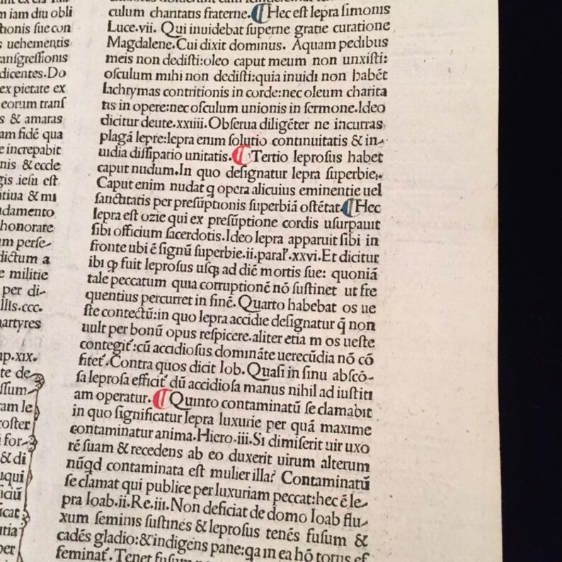 534 Yr Old Incunable Leaf \u201cMeditation on The Passion of Jesus Christ\u201d by Andreas de Bonetis 1485 in Venice #986