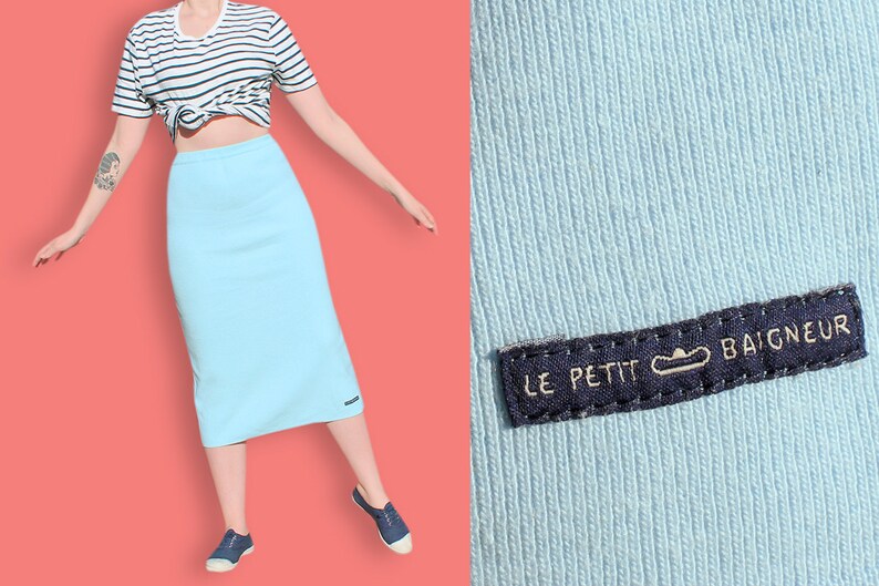 Normcore Minimalist Column Skirt 90s Maxi Skirt Pastel Blue Sheath Skirt Sportswear Casual Skirt Light Blue Preppy Nautical Skirt