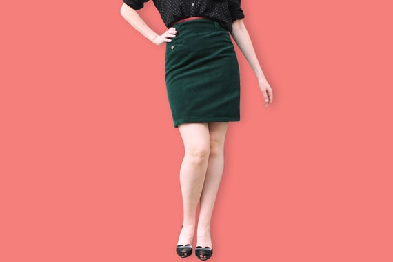 pine green pencil skirt