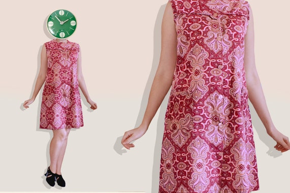 70s Biba Indian Mystical Burgundy Paisley Dress -