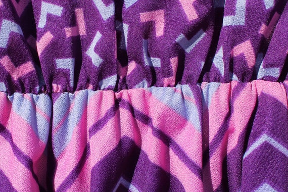 80s Pink Purple & Blue Memphis Print Dress - Asco… - image 10