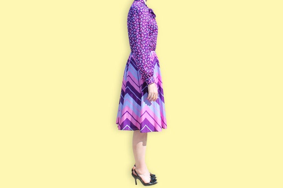 80s Pink Purple & Blue Memphis Print Dress - Asco… - image 5