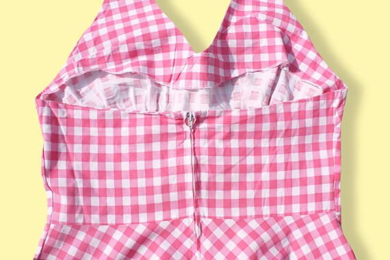 70s Pink Gingham Backless Dress - Fit & Flare Brigitte Bardot Romantic Dress - Lilly Pullitzer Preppy Hamptons Dress - Checkered Dress