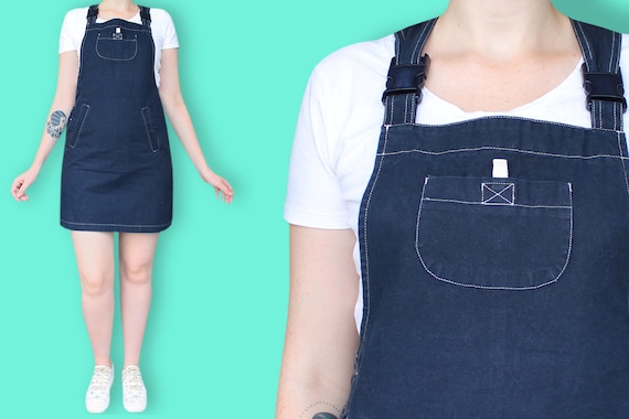 black jean dress overalls