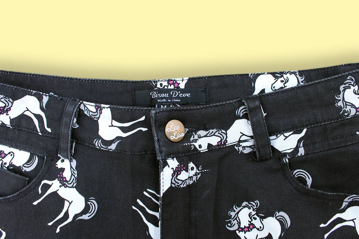 90s Mini Black Jean Shorts Club Kids Unicorn Printed Shorts Micro Vaporwave Denim  Shorts Cyber Punk Rave Shorts, Girly Clueless Shorts -  Canada