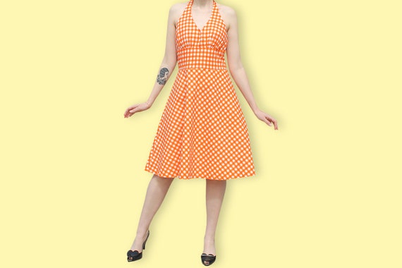 70s Orange Gingham Backless Dress - Fit & Flare Brigitte Bardot Romantique  Dress - Lilly Pullitzer Preppy Hamptons Dress - Checkered Dress - Etsy  Denmark