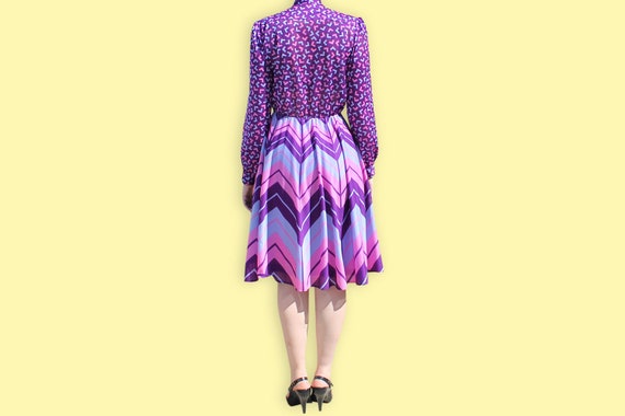80s Pink Purple & Blue Memphis Print Dress - Asco… - image 6
