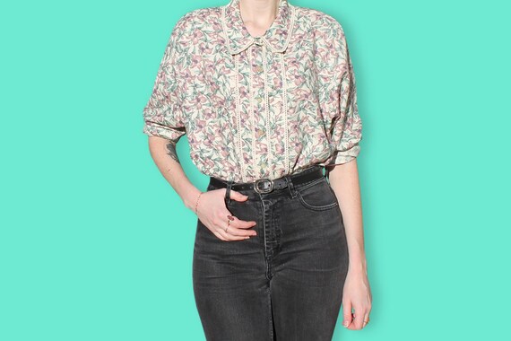 Garden Romantic Blue Floral Blouse Garden Romantic Blue Floral Blouse
