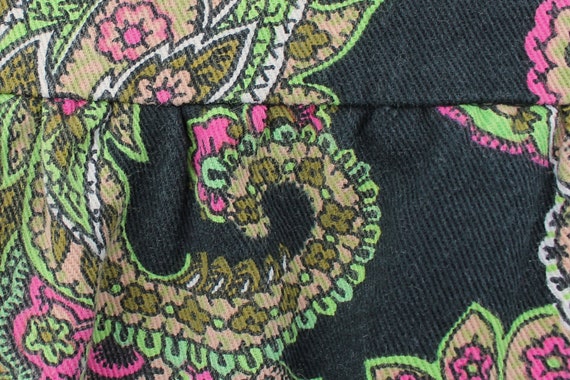 70s Green Pink Black Neon Paisley Skirt - Boho Ka… - image 9