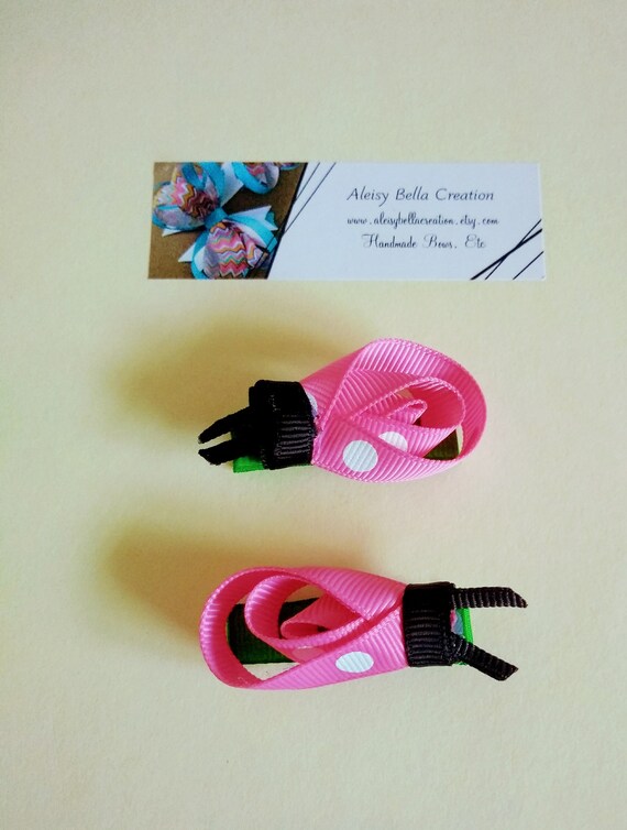 dummy pacifier heart clip hair headband baby girl pink ladybug print bow