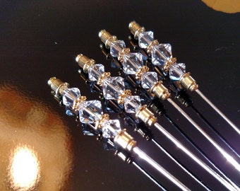 Martini Pick - Gold Clear Swarovski