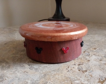 Mickey Mouse Trinket Box, Faux Marble Epoxy Coated Wood