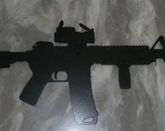 AR-15/AK-47 Metal Wall Art: Gun Room Decor, 4 Colors