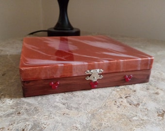 Faux Marble Cigar Box, Mickey Mouse Rhinestone Accent, Hand Finished