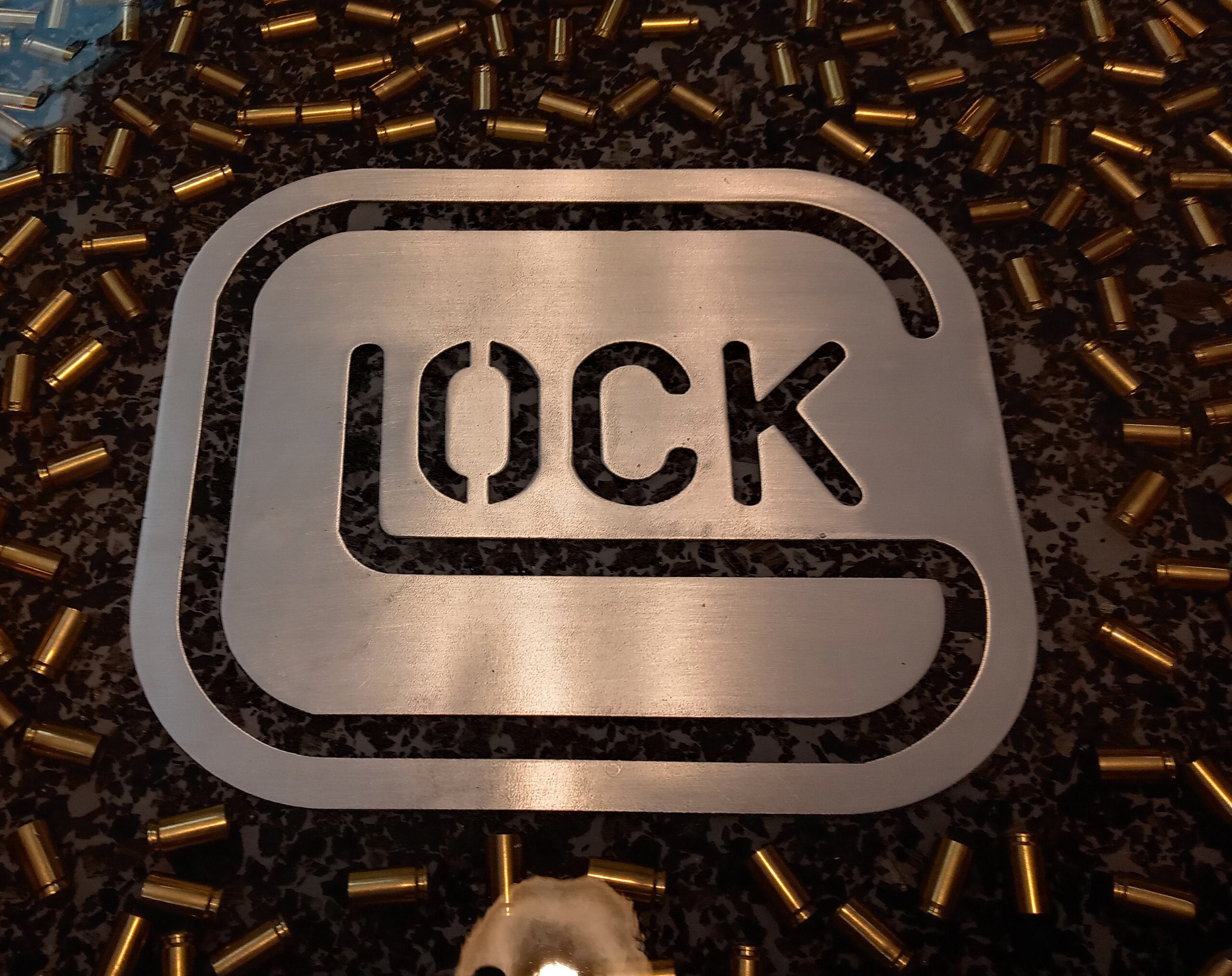 Glock Epoxy Deep Pour 9mm Ammo Casing Handmade Gun Fan Coffee Table