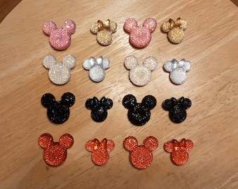 Rhinestone Mickey & Minnie Mouse Head Magnets, Set of 16