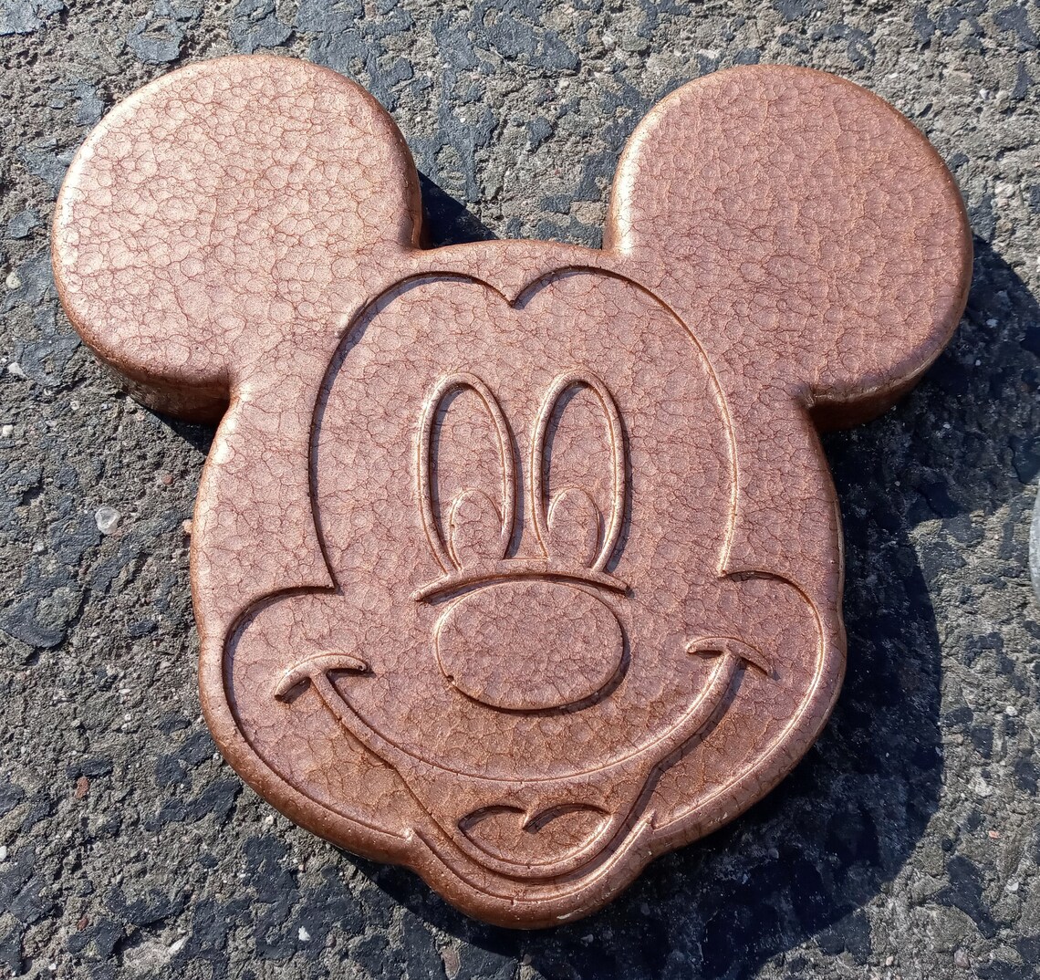 Handmade Mickey Mouse Garden Stepping Stone, Hammered Metallic Finish ...