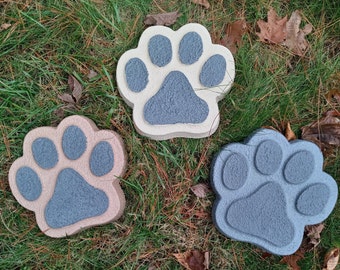 Large Paw Print Garden Stepping Stones Decorative Stones cast in concrete 3 color choices