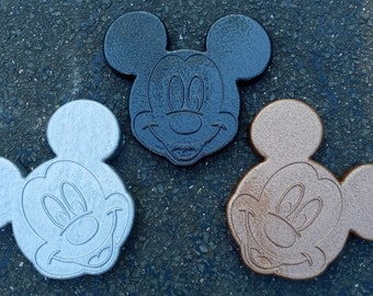 Handmade Mickey Mouse Garden Stepping Stone, Hammered Metallic Finish